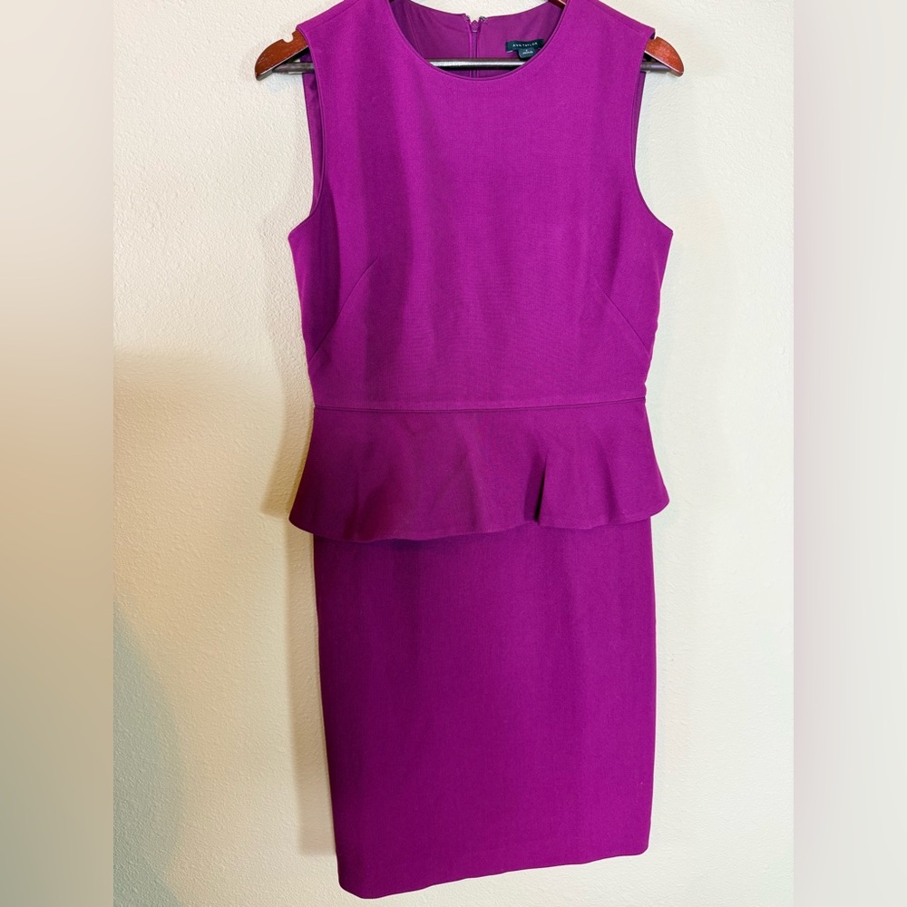 NWT Ann Taylor Burgundy Purple peplum dress size 6 - Picture 3 of 6